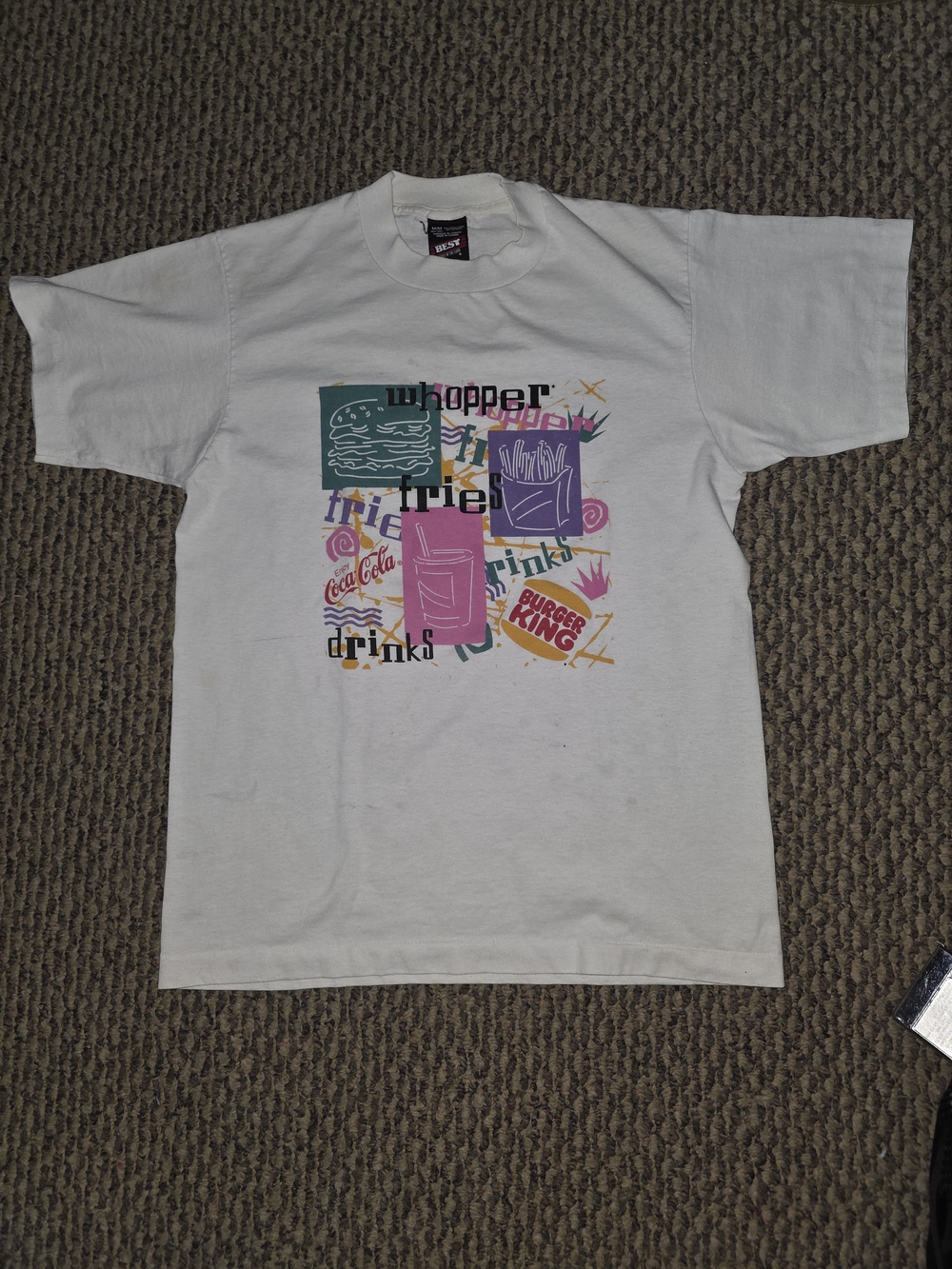 Anvil White Graphic 'Whopper Fries Drinks' Burger King T-Shirt